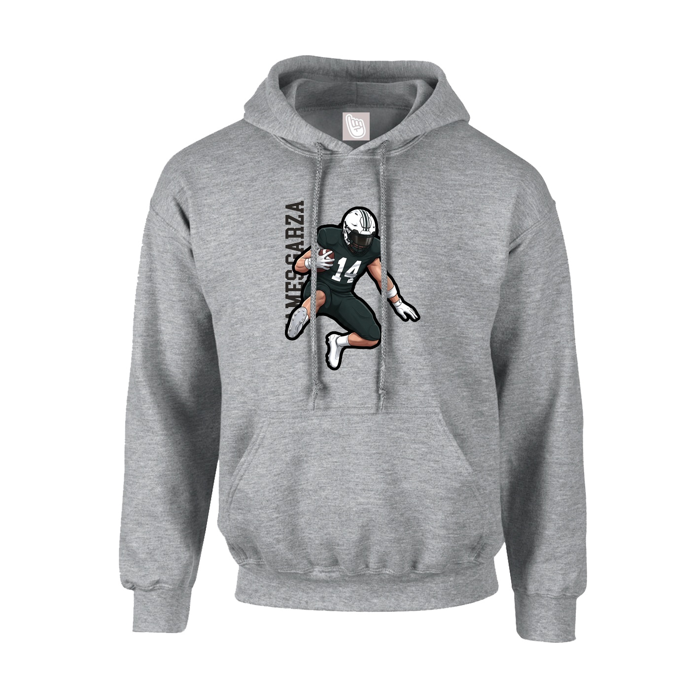 Hoodie — Name Vertical in Grey