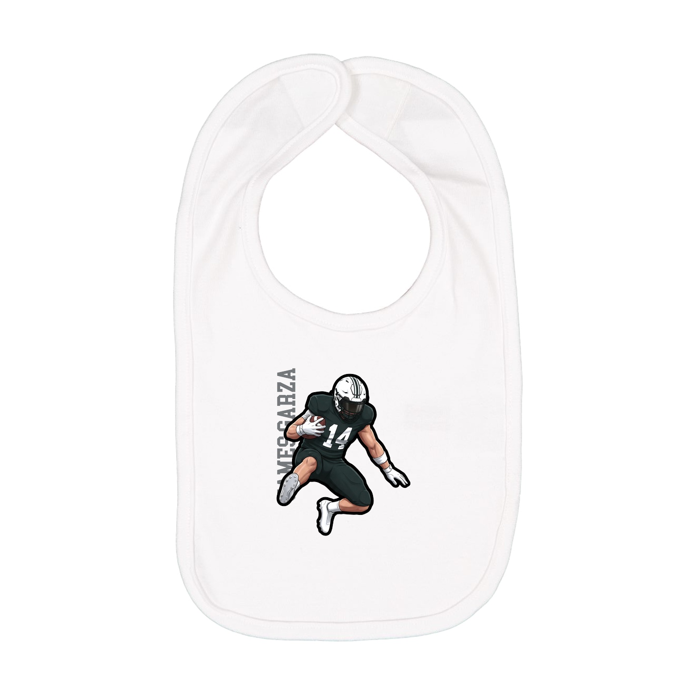 Infant Bib — Name Vertical in White