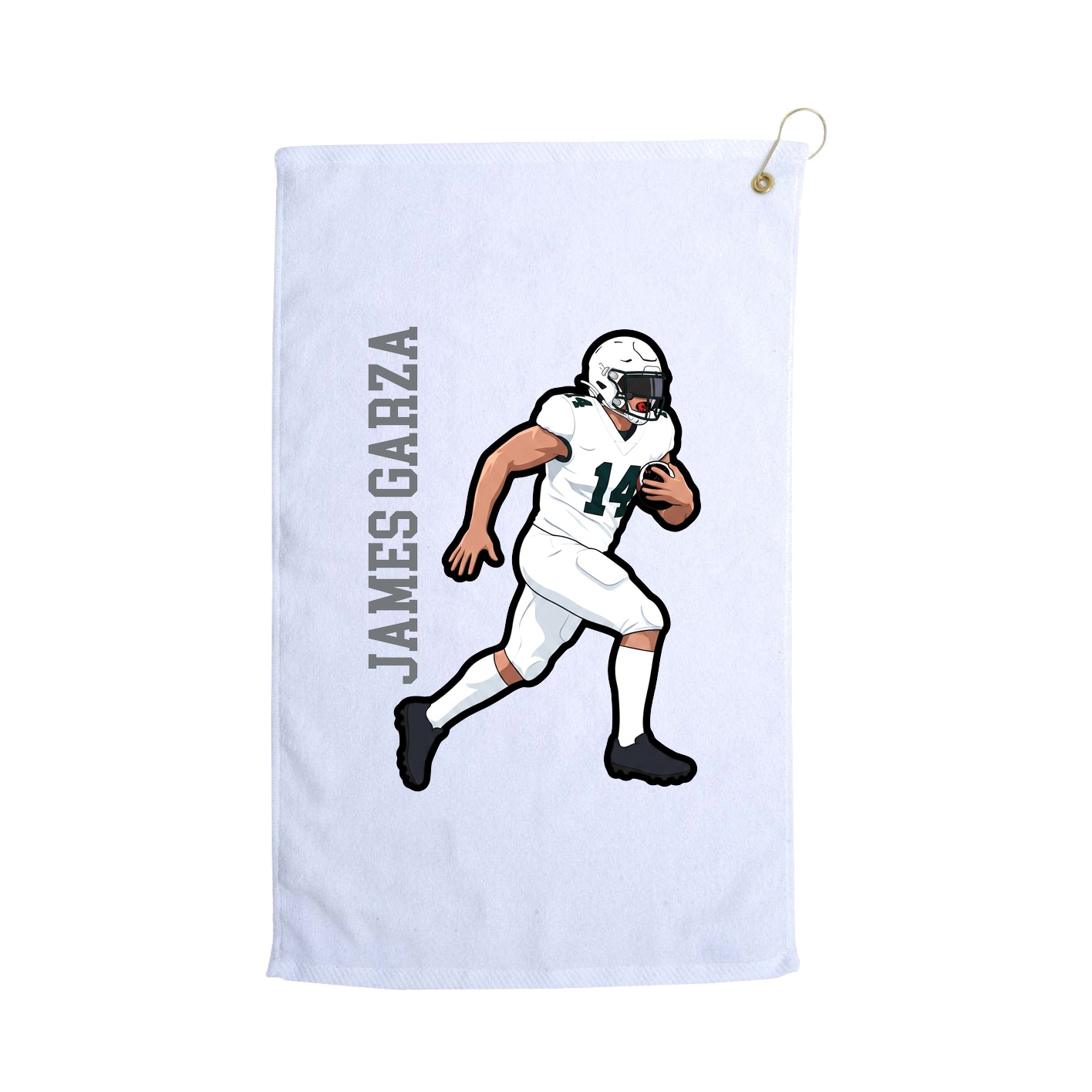 Golf Towel — Name Vertical in White