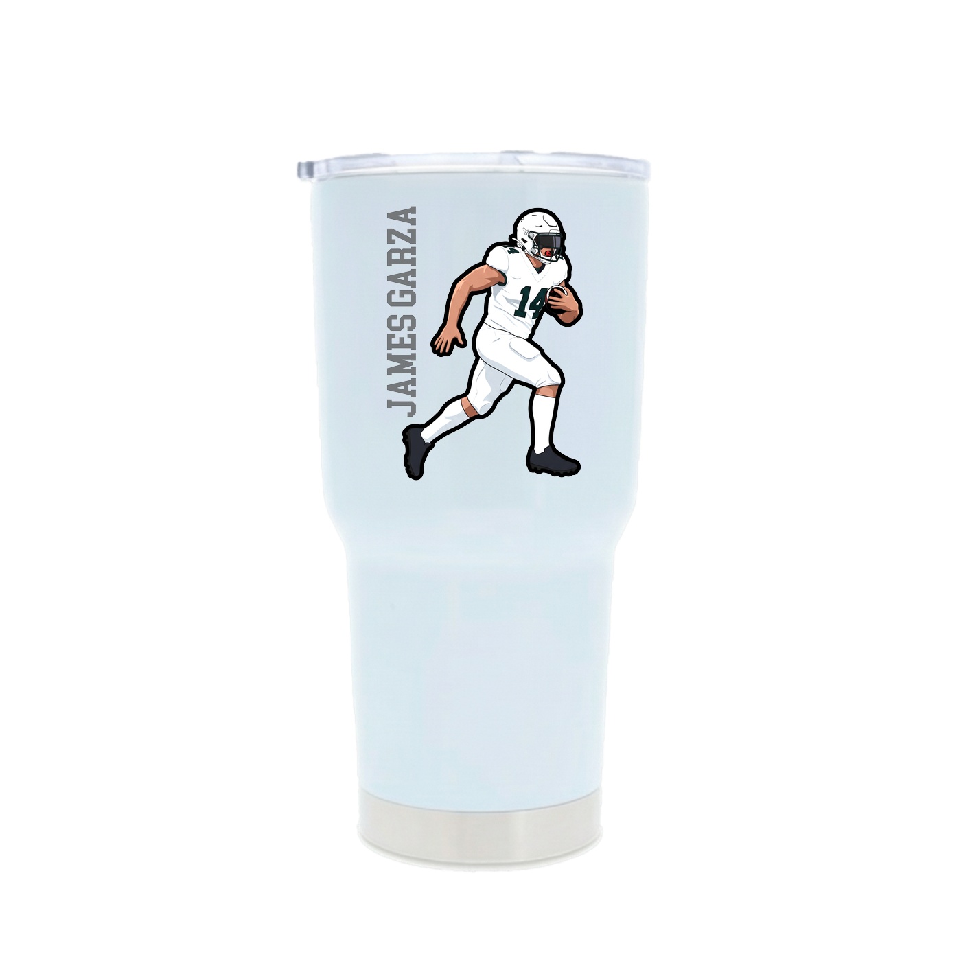 30oz Stainless Steel Tumbler — Name Vertical in White