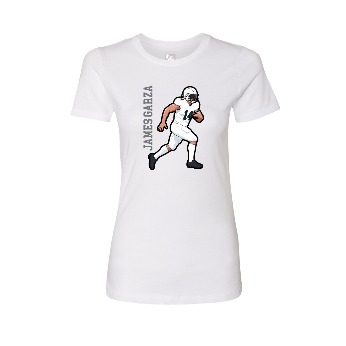 Fitted Women's Tee — Name Vertical in White