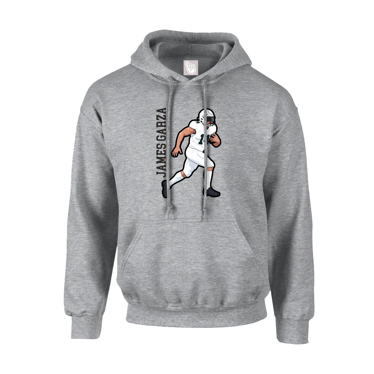 Hoodie — Name Vertical in Grey