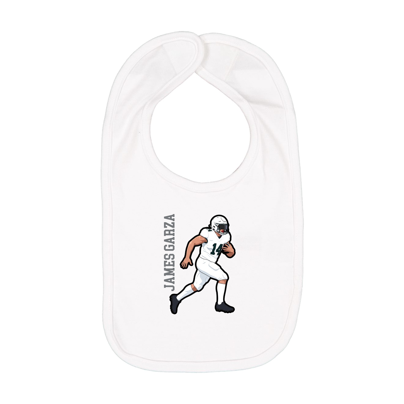 Infant Bib — Name Vertical in White
