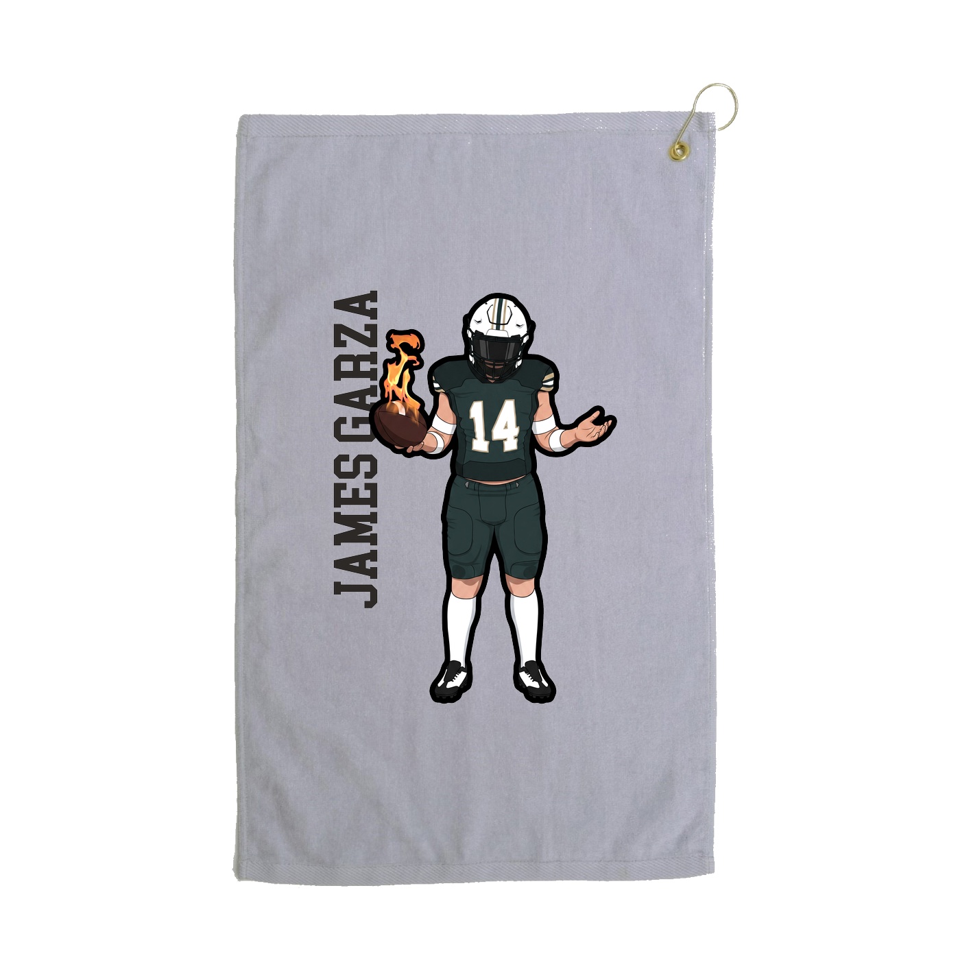 Golf Towel — Name Vertical in Grey