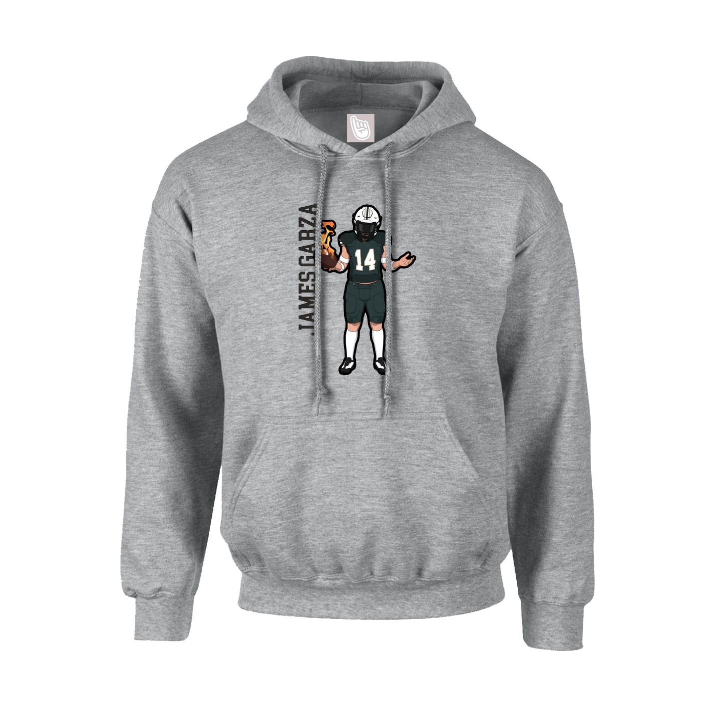 Hoodie — Name Vertical in Grey