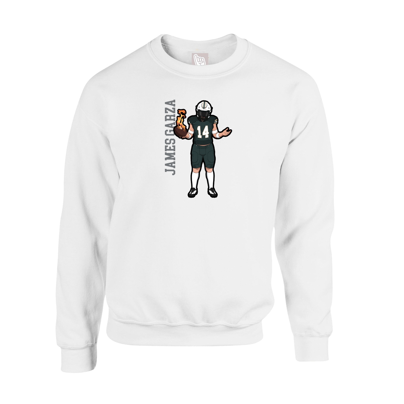 Fleece Crew — Name Vertical in White