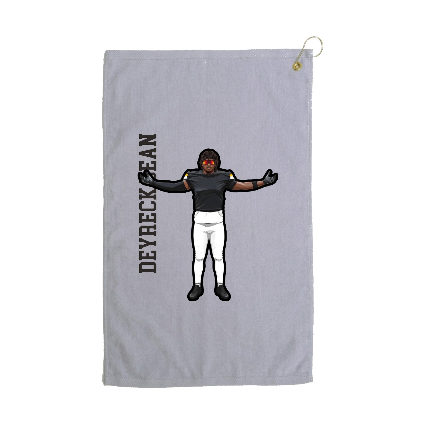 Golf Towel — Name Vertical in Grey