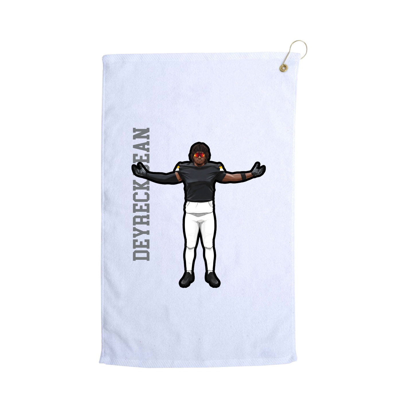 Golf Towel — Name Vertical in White
