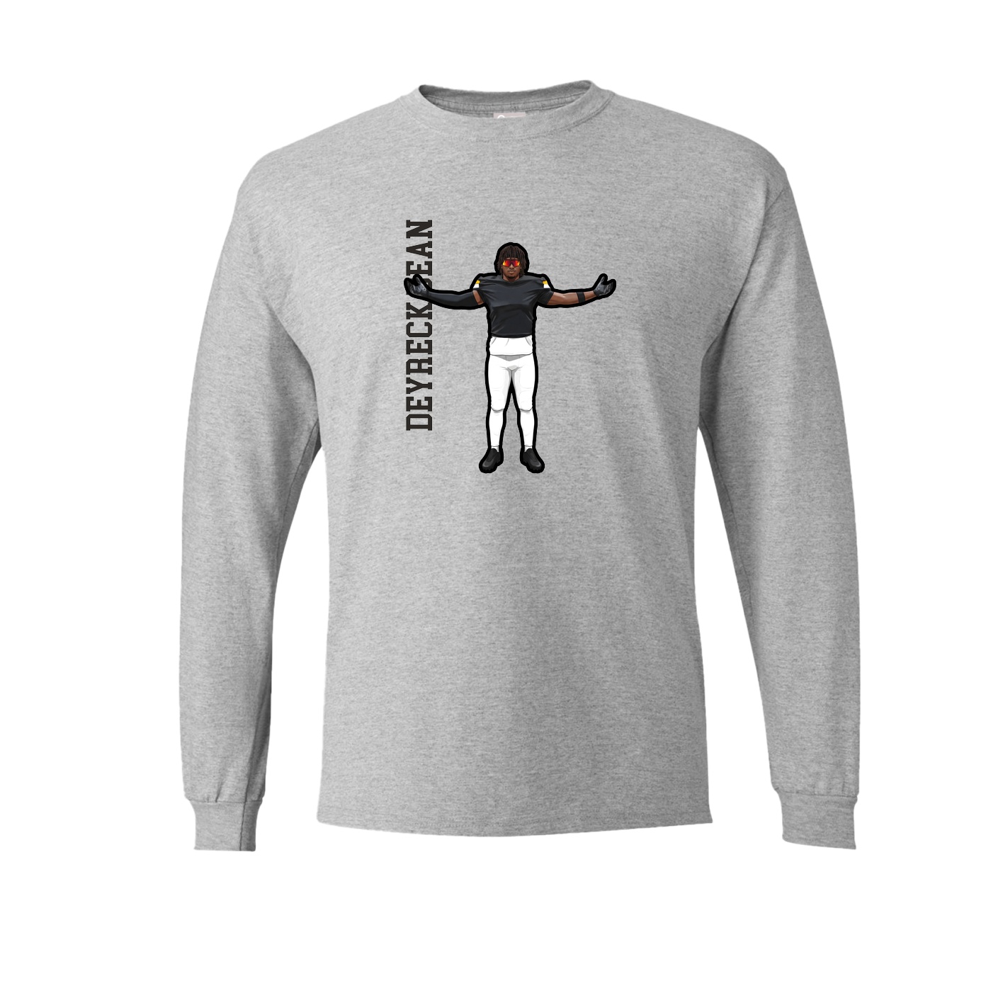 Long Sleeve Tee — Name Vertical in Grey