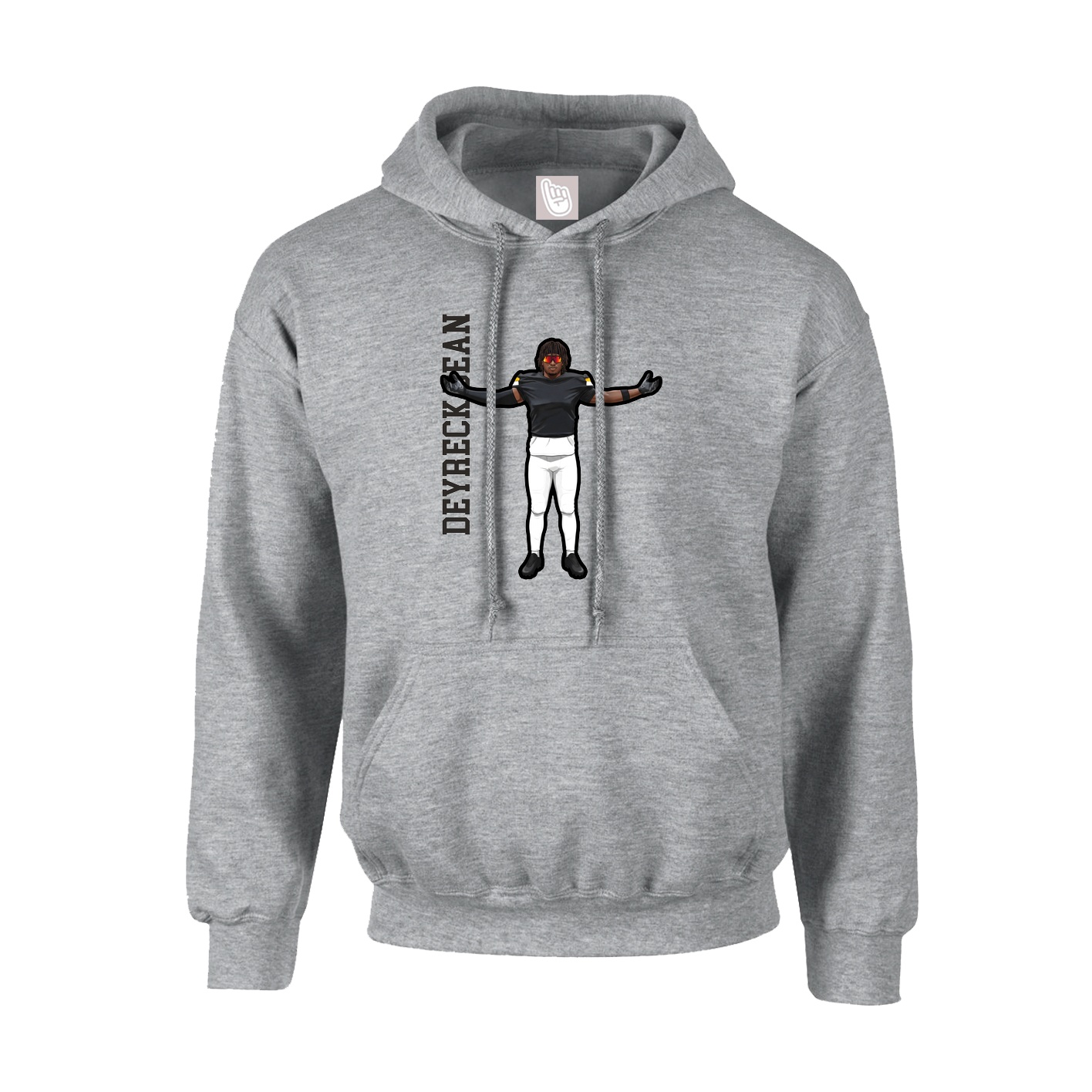 Youth Hoodie — Name Vertical in Grey