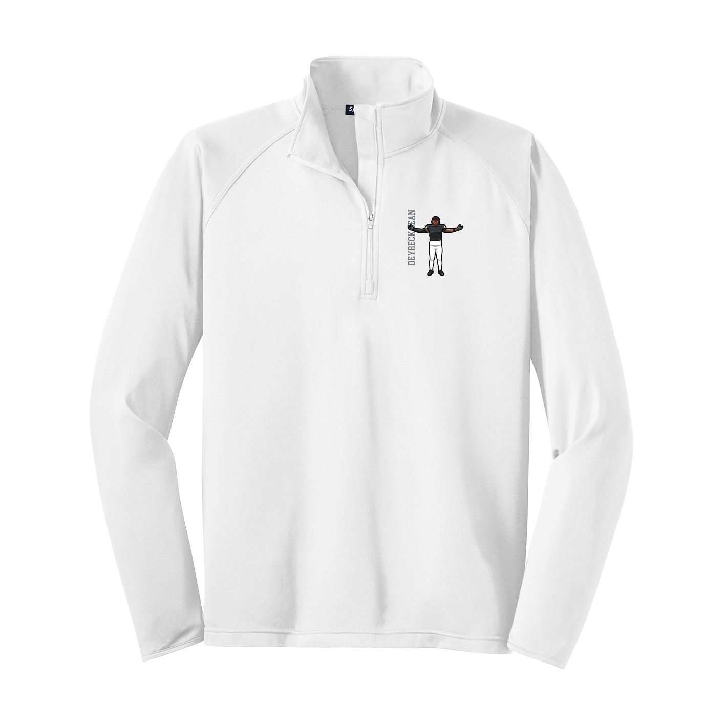 Q-Zip Pullover — Name Vertical in White