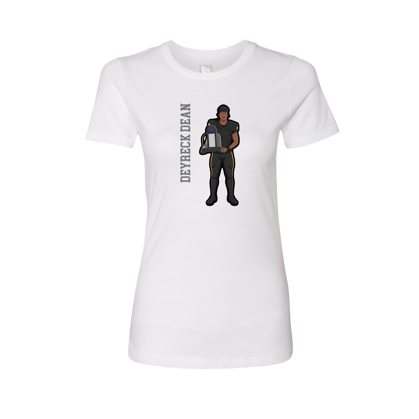 Womens Tee — Name Vertical in White