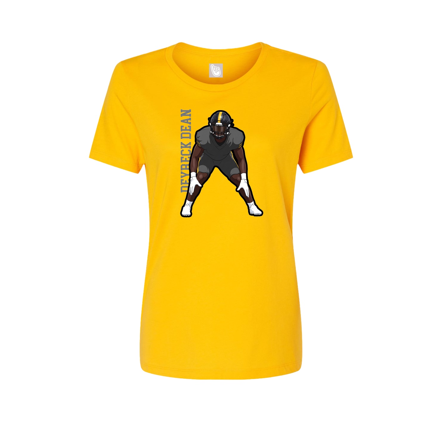 Womens Tee — Name Vertical in Gold