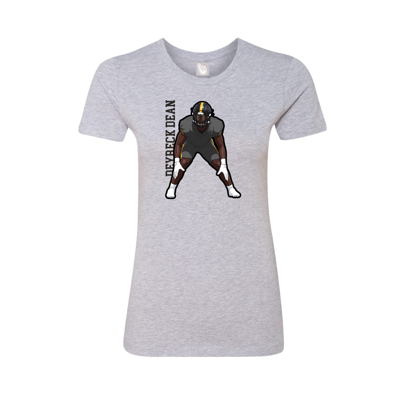 Fitted Women's Tee — Name Vertical in Grey