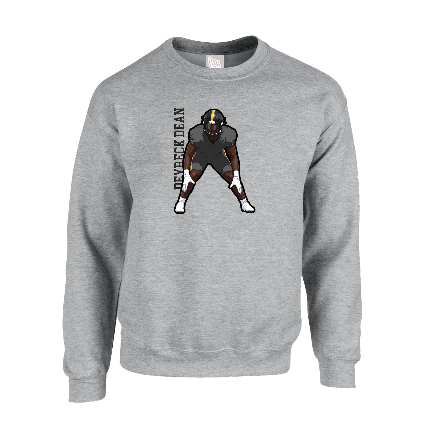 Fleece Crew — Name Vertical in Grey