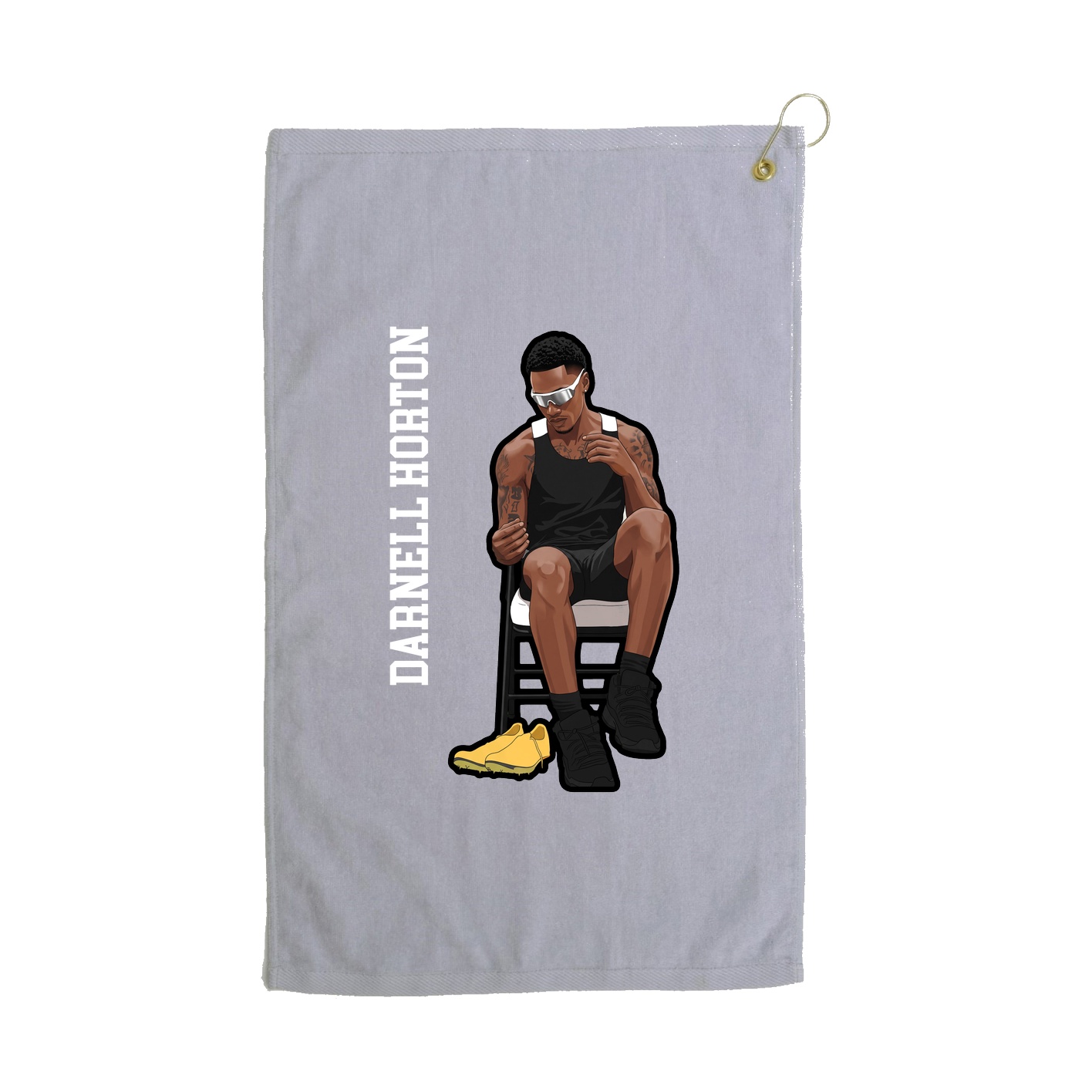 Golf Towel — Name Vertical in Grey