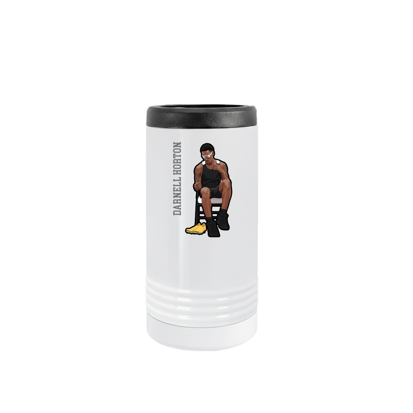 Slim Beverage Holder — Name Vertical in White