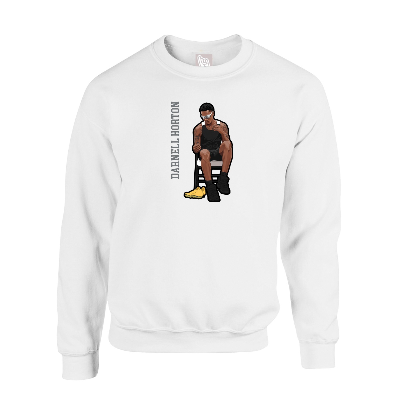 Fleece Crew — Name Vertical in White