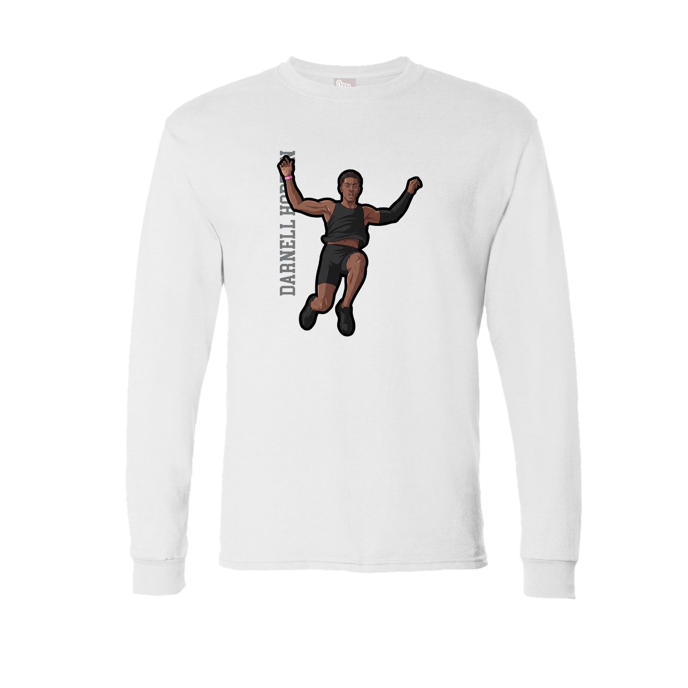 Long Sleeve Tee — Name Vertical in White