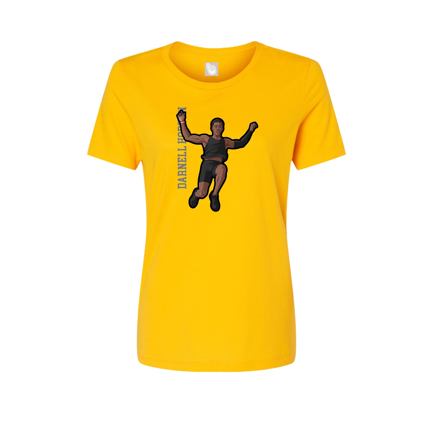 Fitted Women's Tee — Name Vertical in Gold