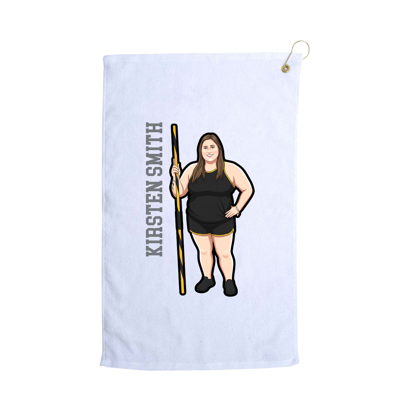 Golf Towel — Name Vertical in White