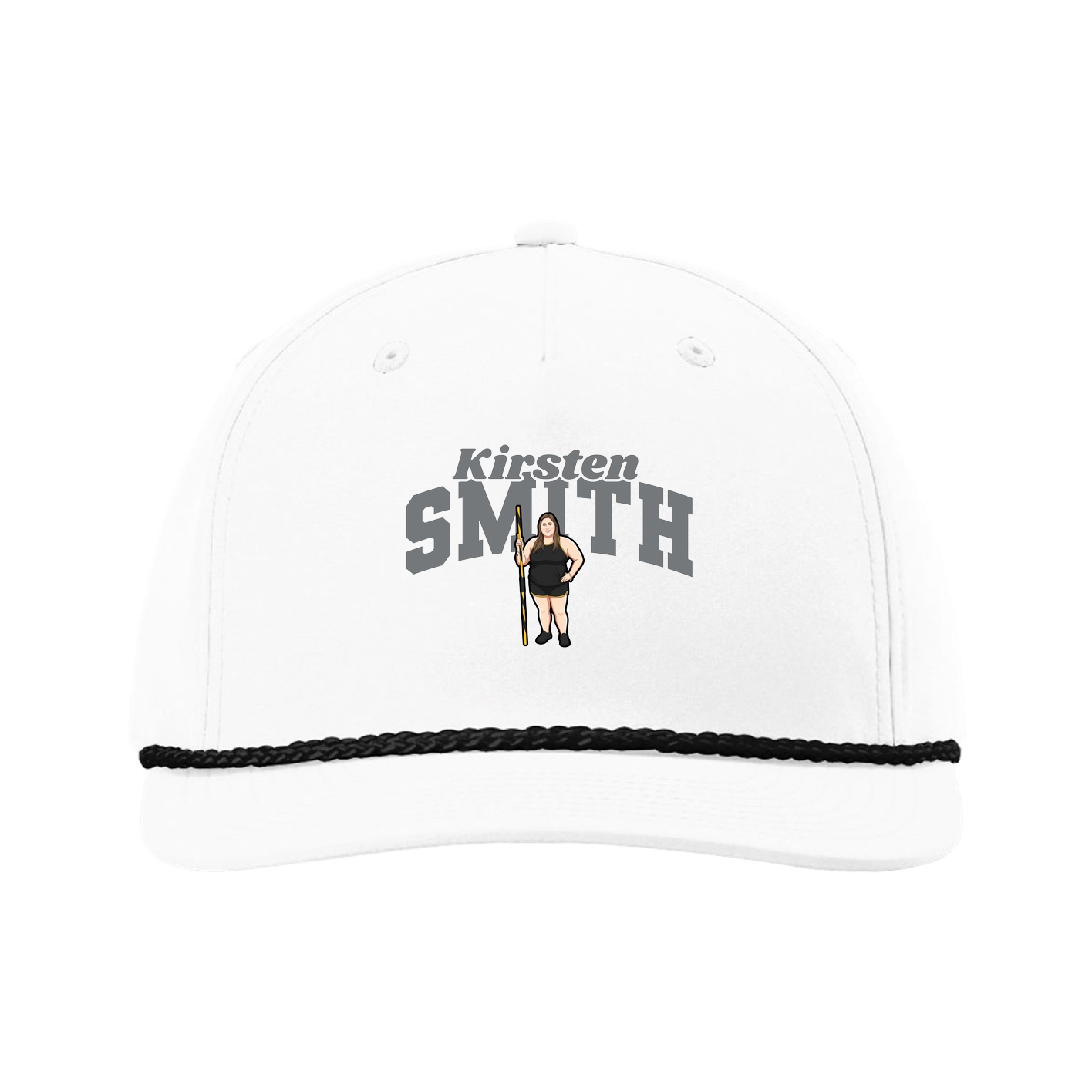 Five-Panel Classic Rope Cap — Signature Arch in White