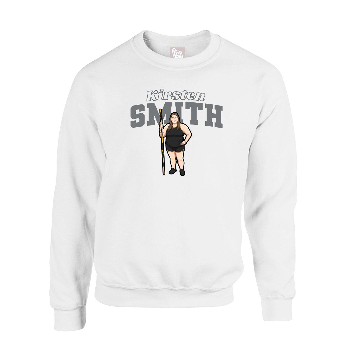 Fleece Crew — Name Arch in White