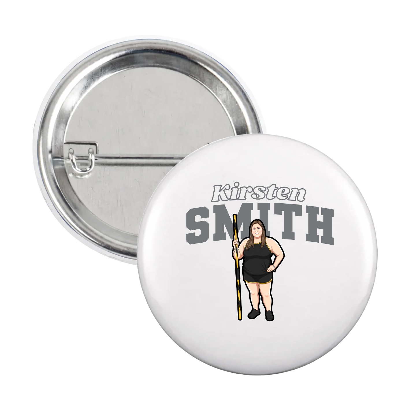 Game Day Button — Name Arch in White