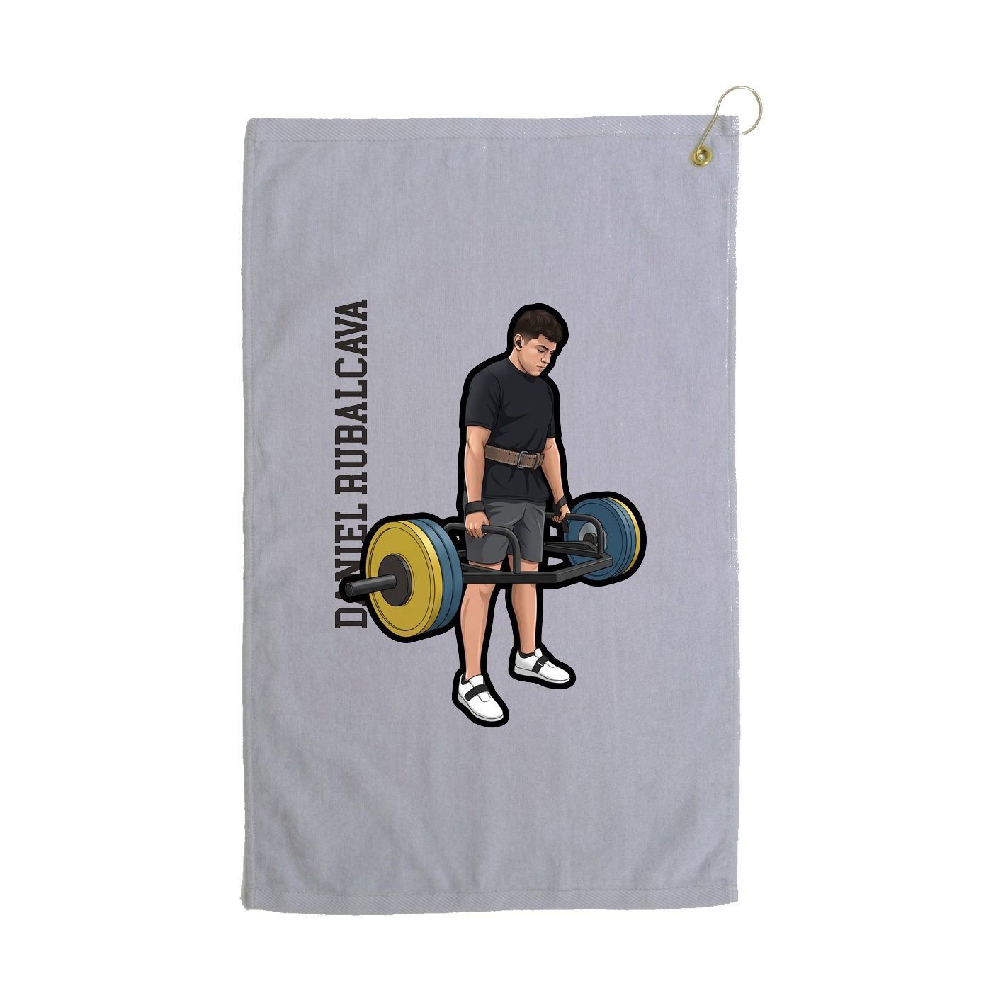 Golf Towel — Name Vertical in Grey