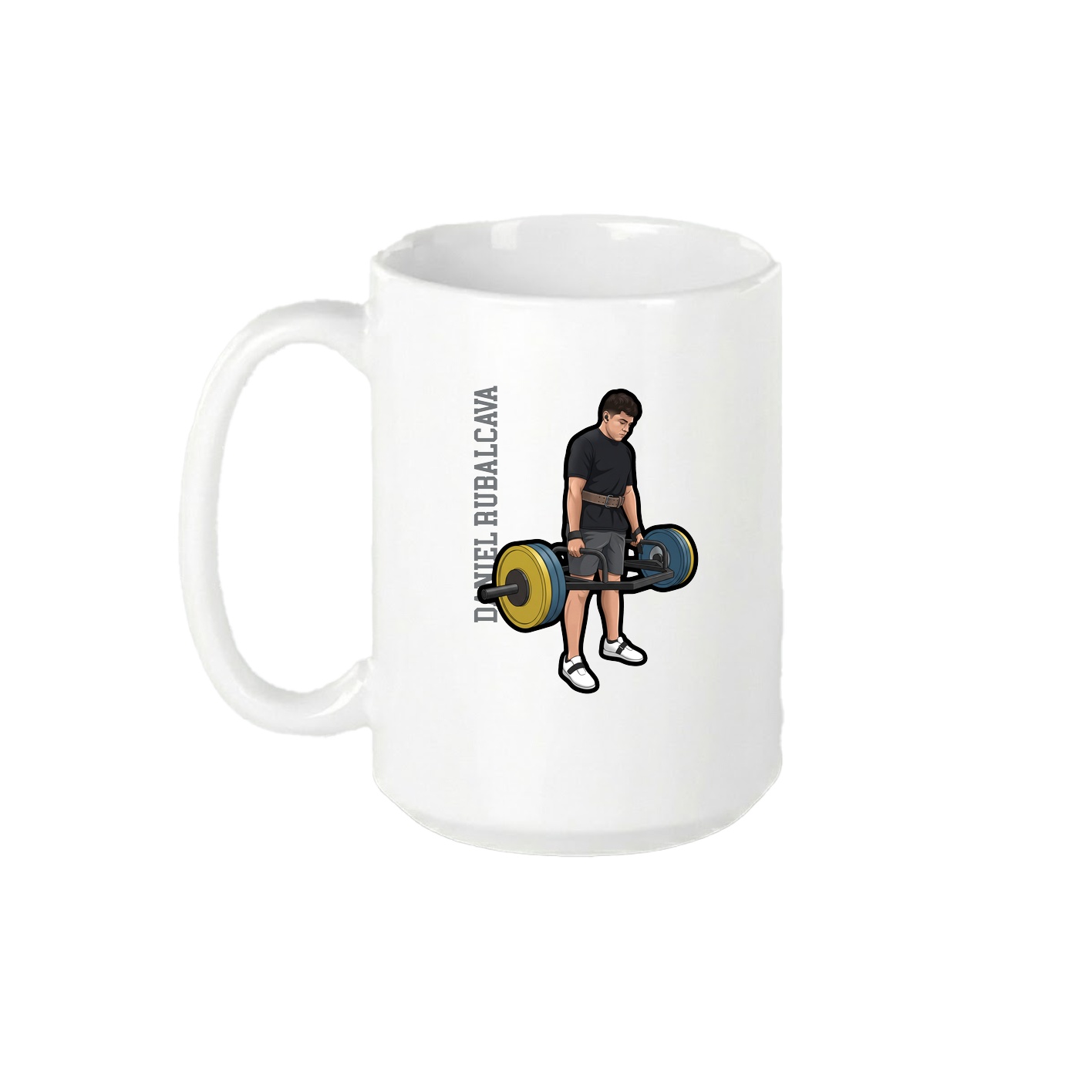 15oz Coffee Mug — Name Vertical in White