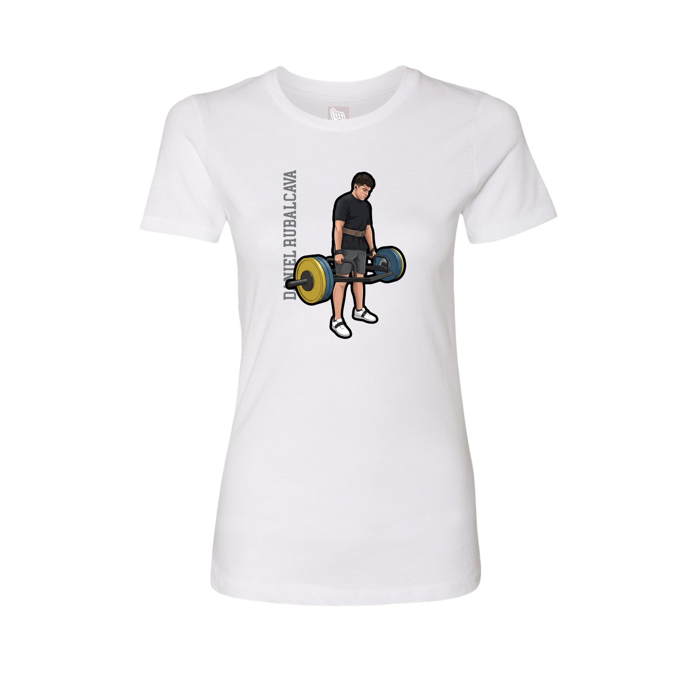 Fitted Women's Tee — Name Vertical in White
