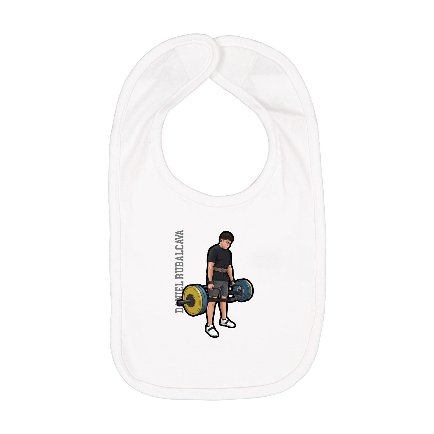 Infant Bib — Name Vertical in White