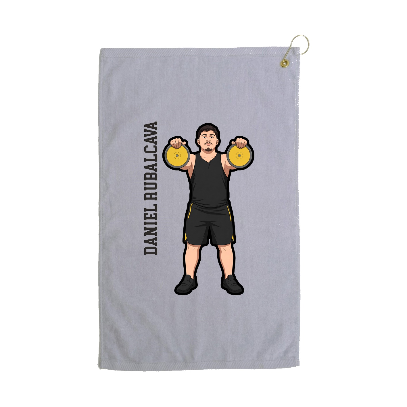 Golf Towel — Name Vertical in Grey