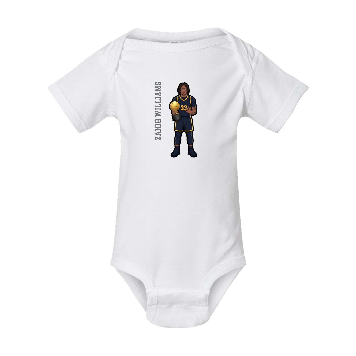Baby Onesie — Name Vertical in White