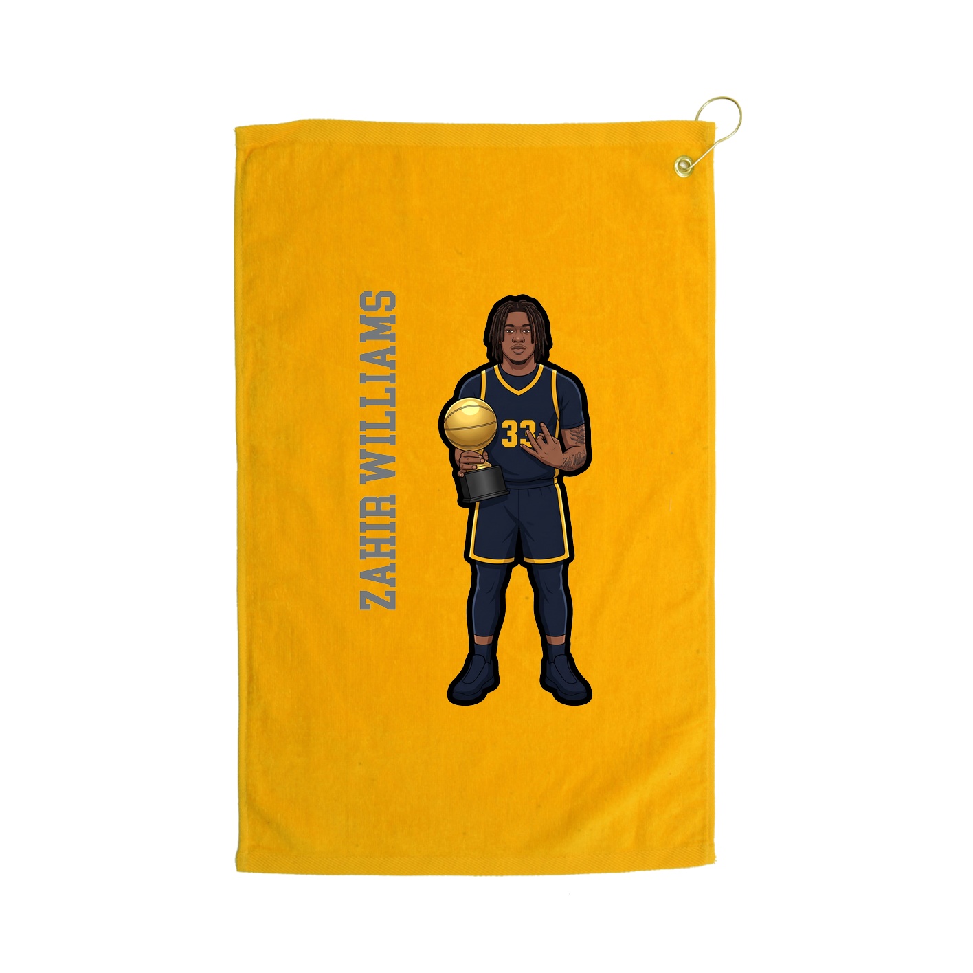 Golf Towel — Name Vertical in Gold