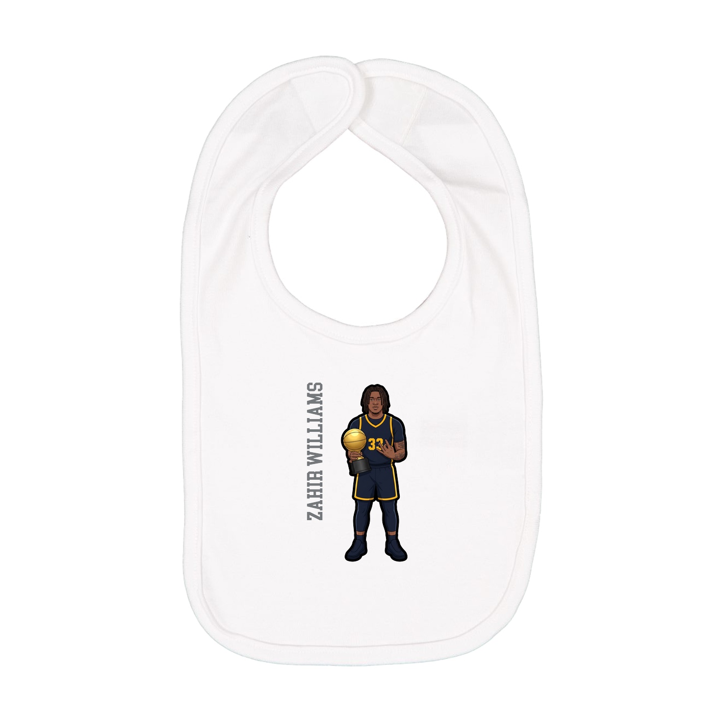 Infant Bib — Name Vertical in White