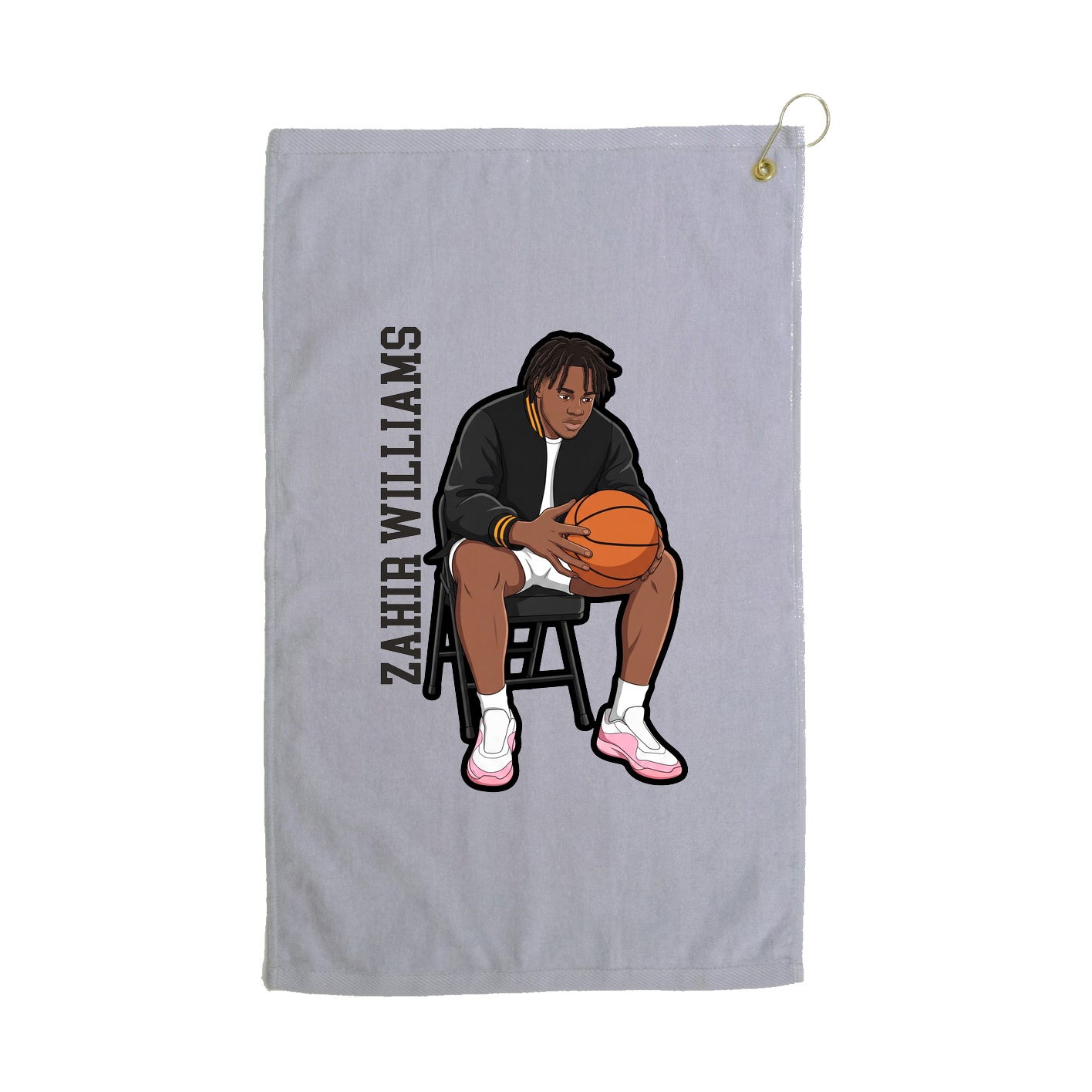 Golf Towel — Name Vertical in Grey