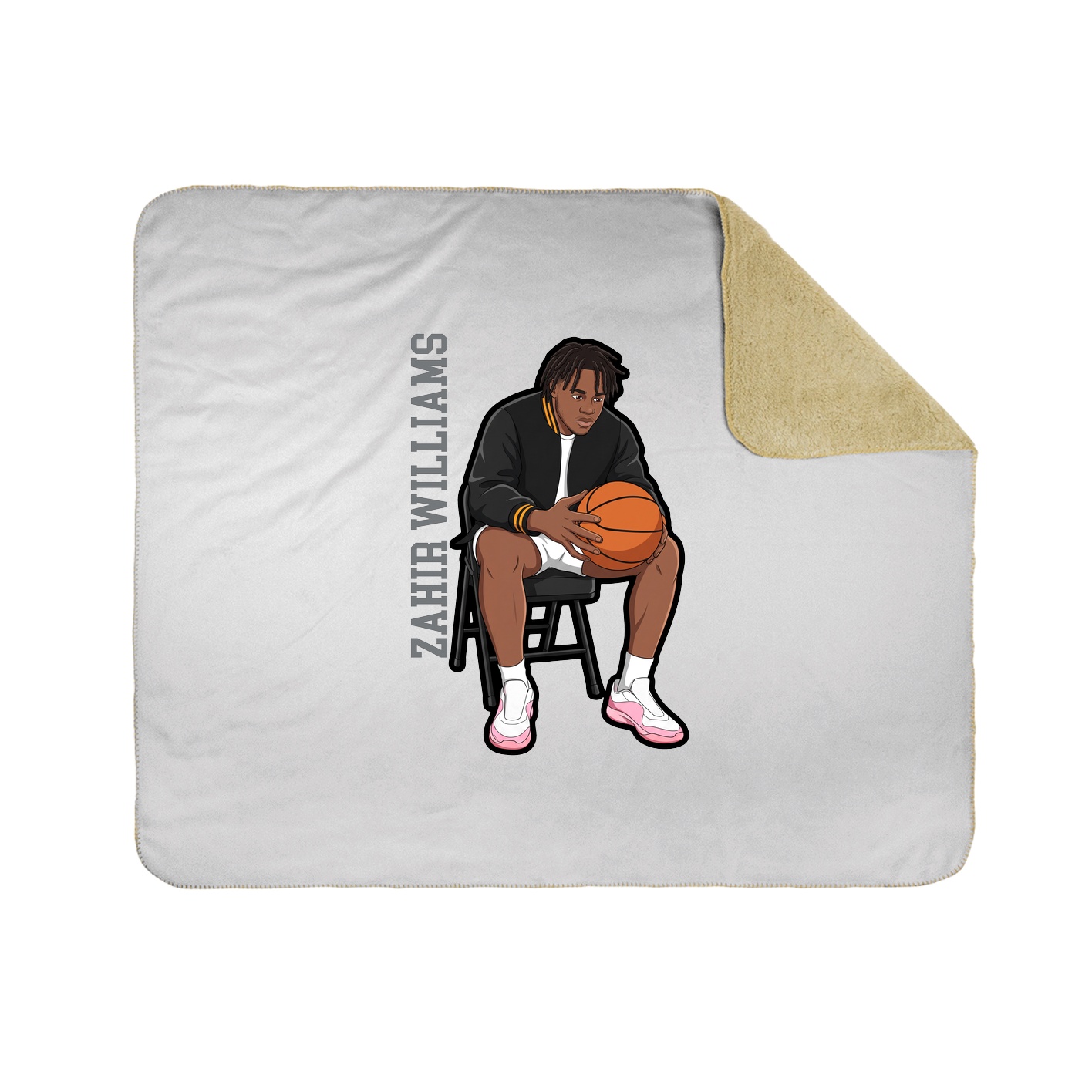 Throw Blanket — Name Vertical in White