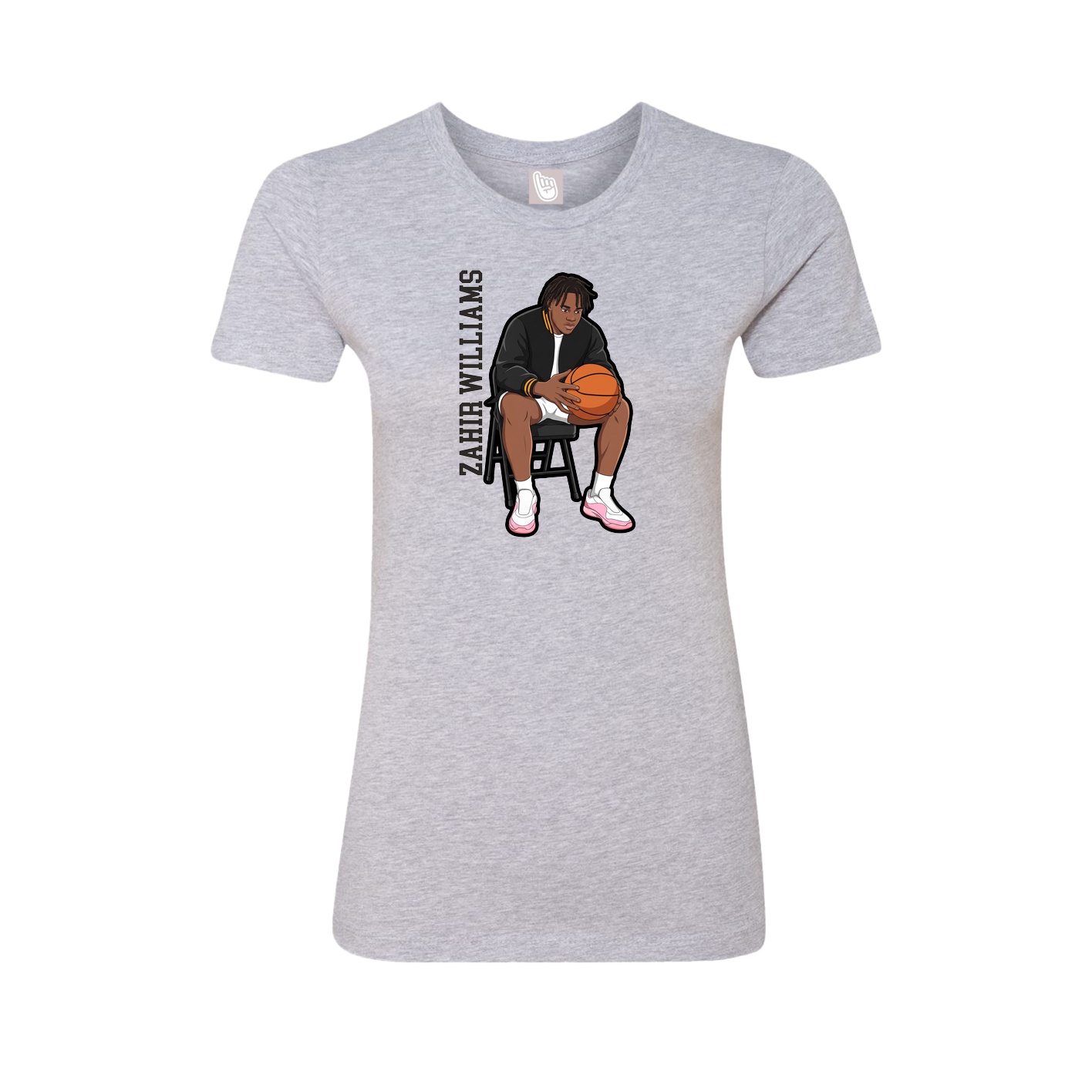 Womens Tee — Name Vertical in Grey