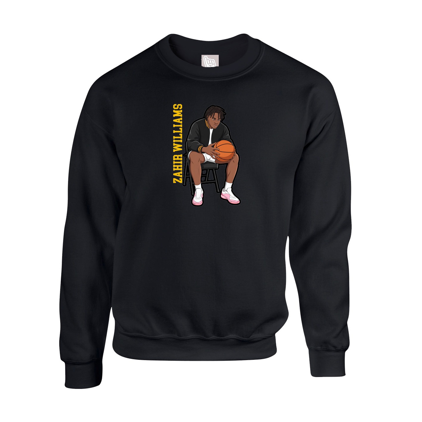 Fleece Crew — Name Vertical in Black
