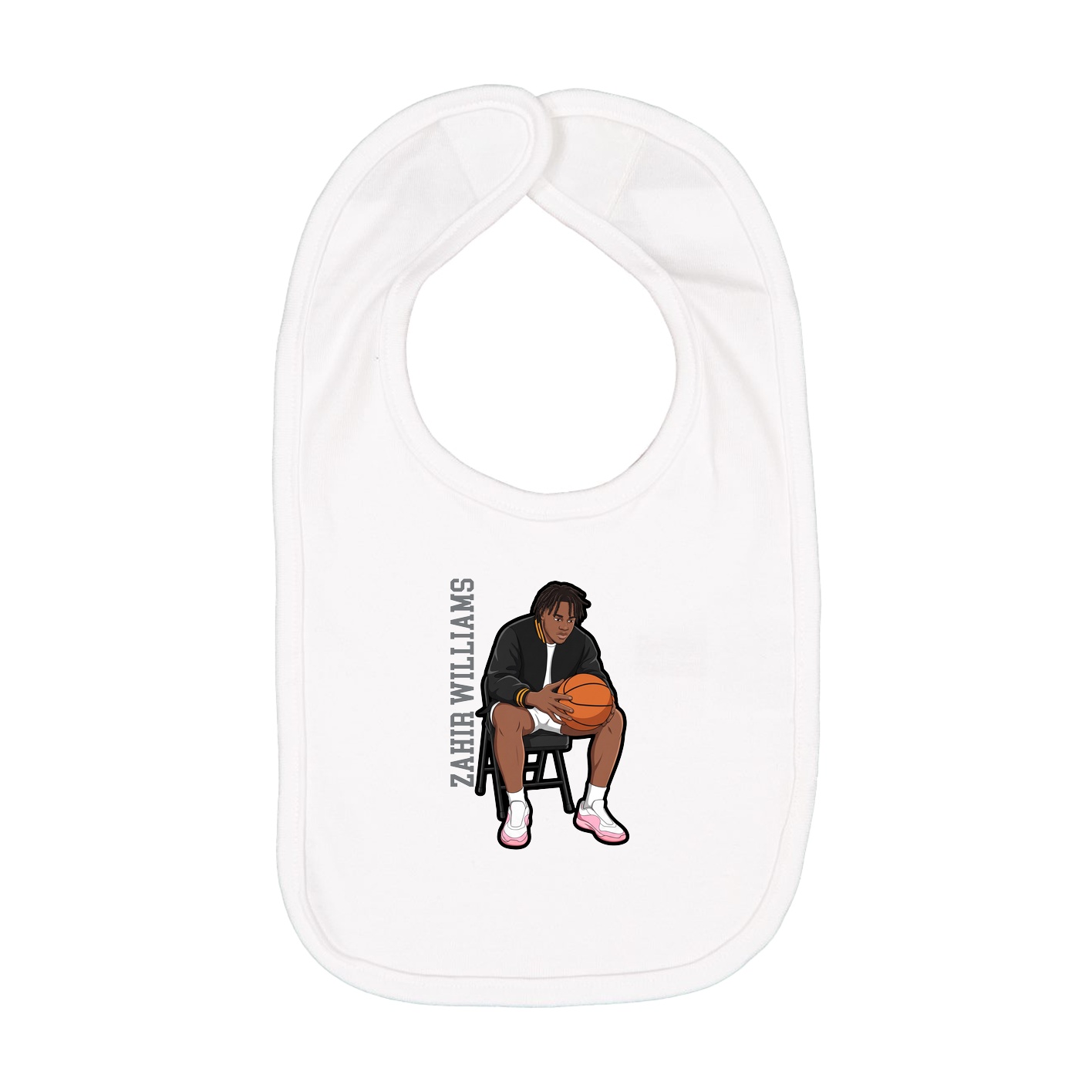 Infant Bib — Name Vertical in White