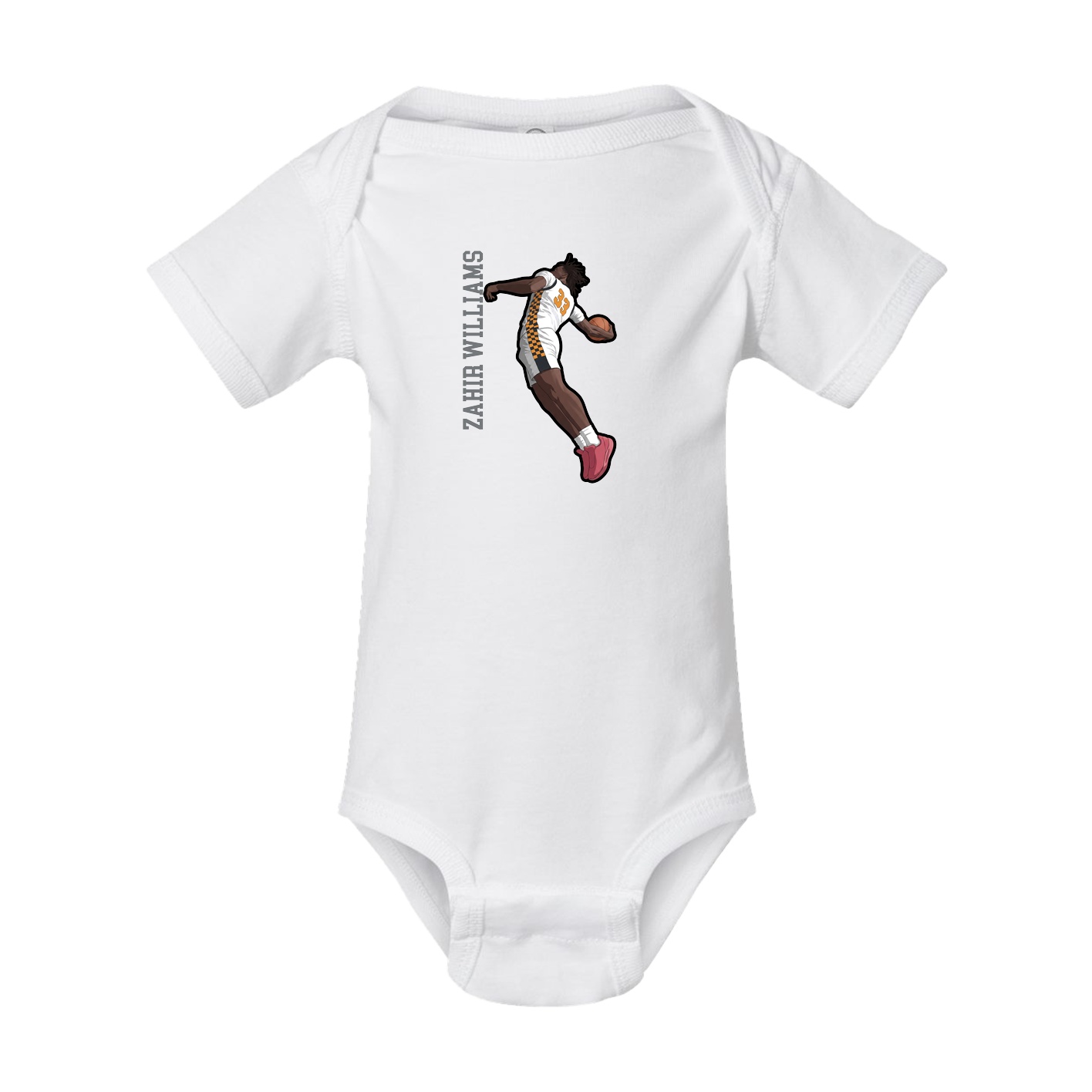 Baby Onesie — Name Vertical in White