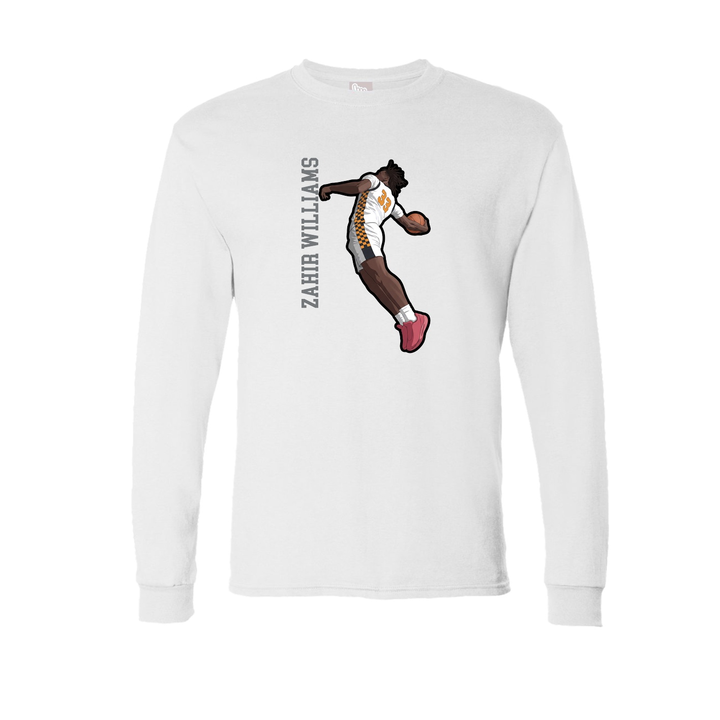 Long Sleeve Tee — Name Vertical in White