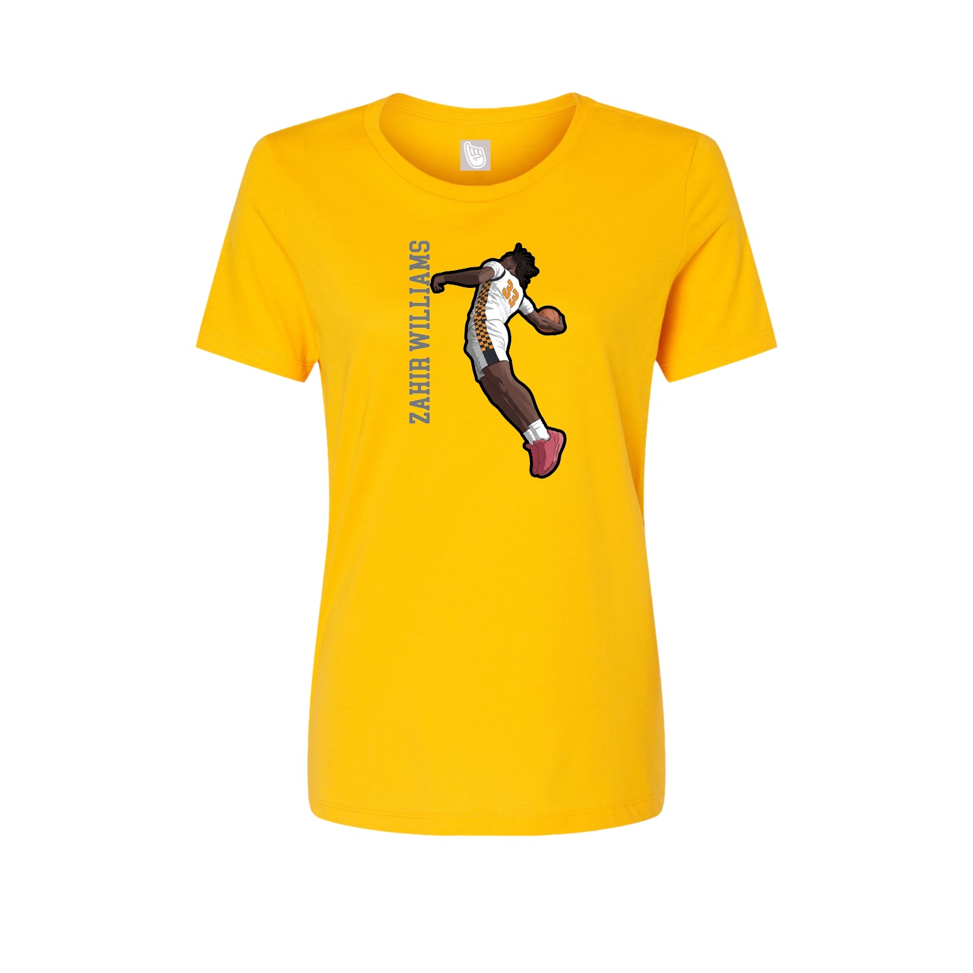 Womens Tee — Name Vertical in Gold