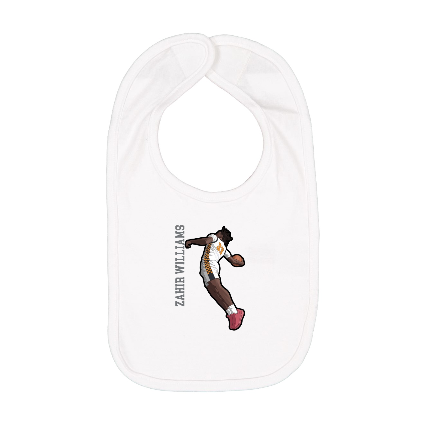 Infant Bib — Name Vertical in White