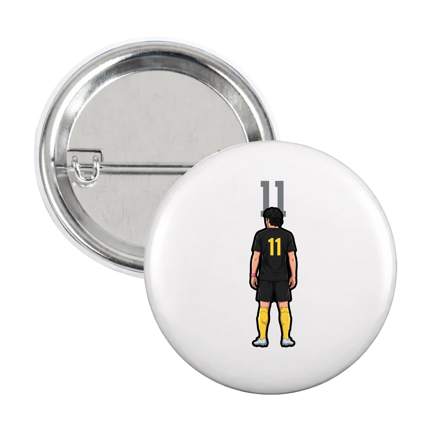 Game Day Button — Number Top in White