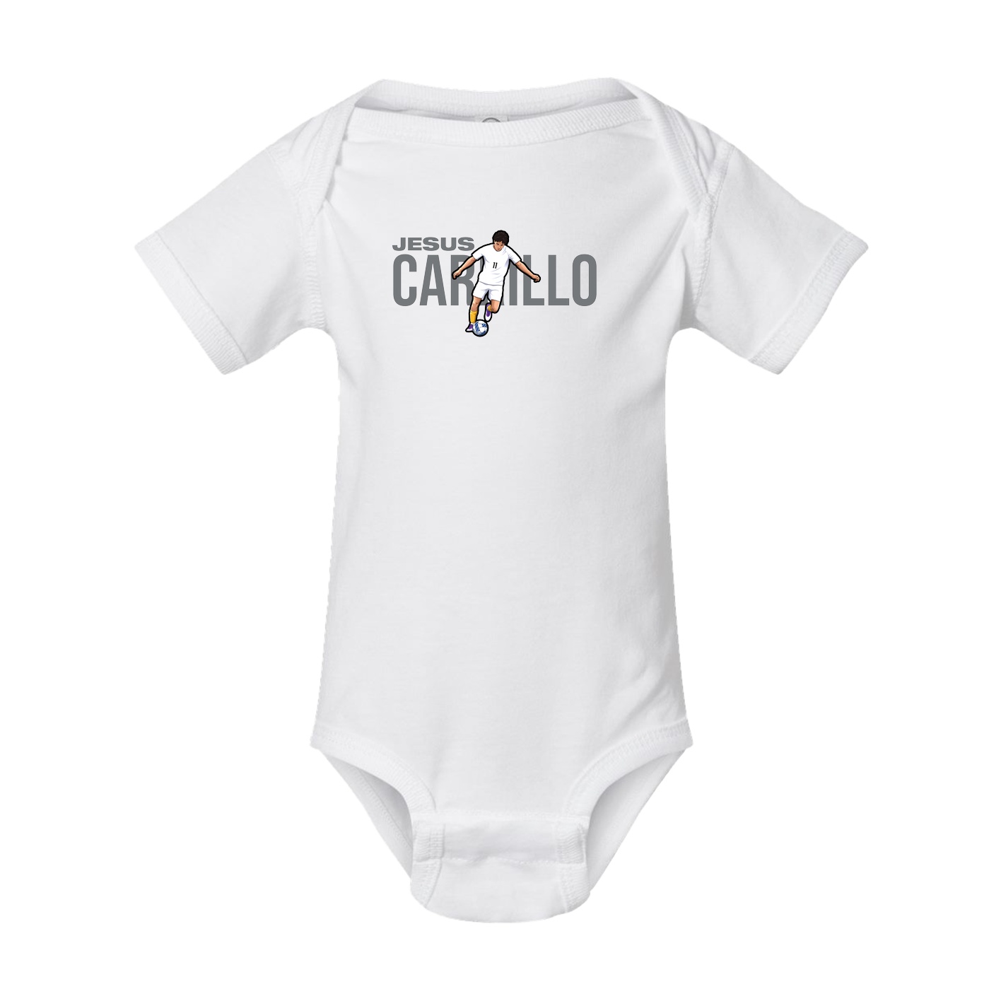 Baby Onesie — Player Name in White