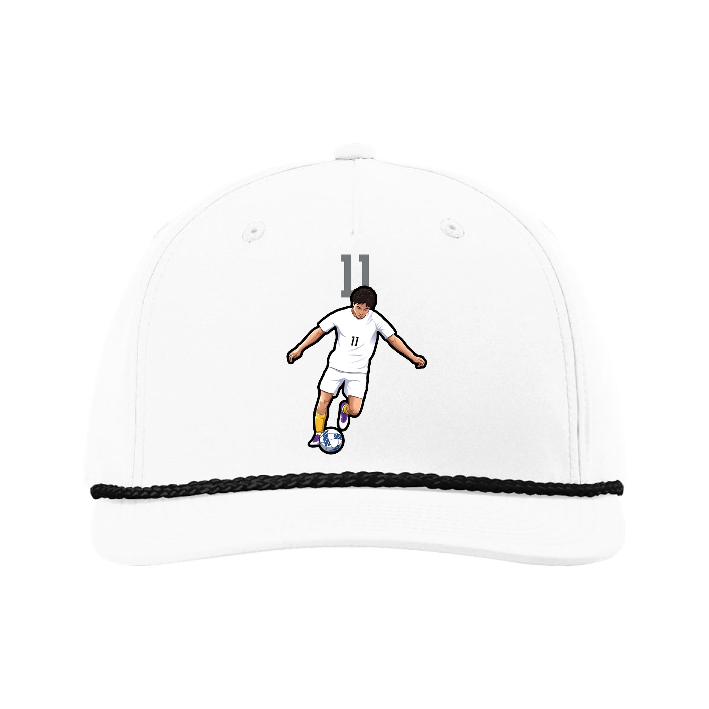 Five-Panel Classic Rope Cap — Number Top in White
