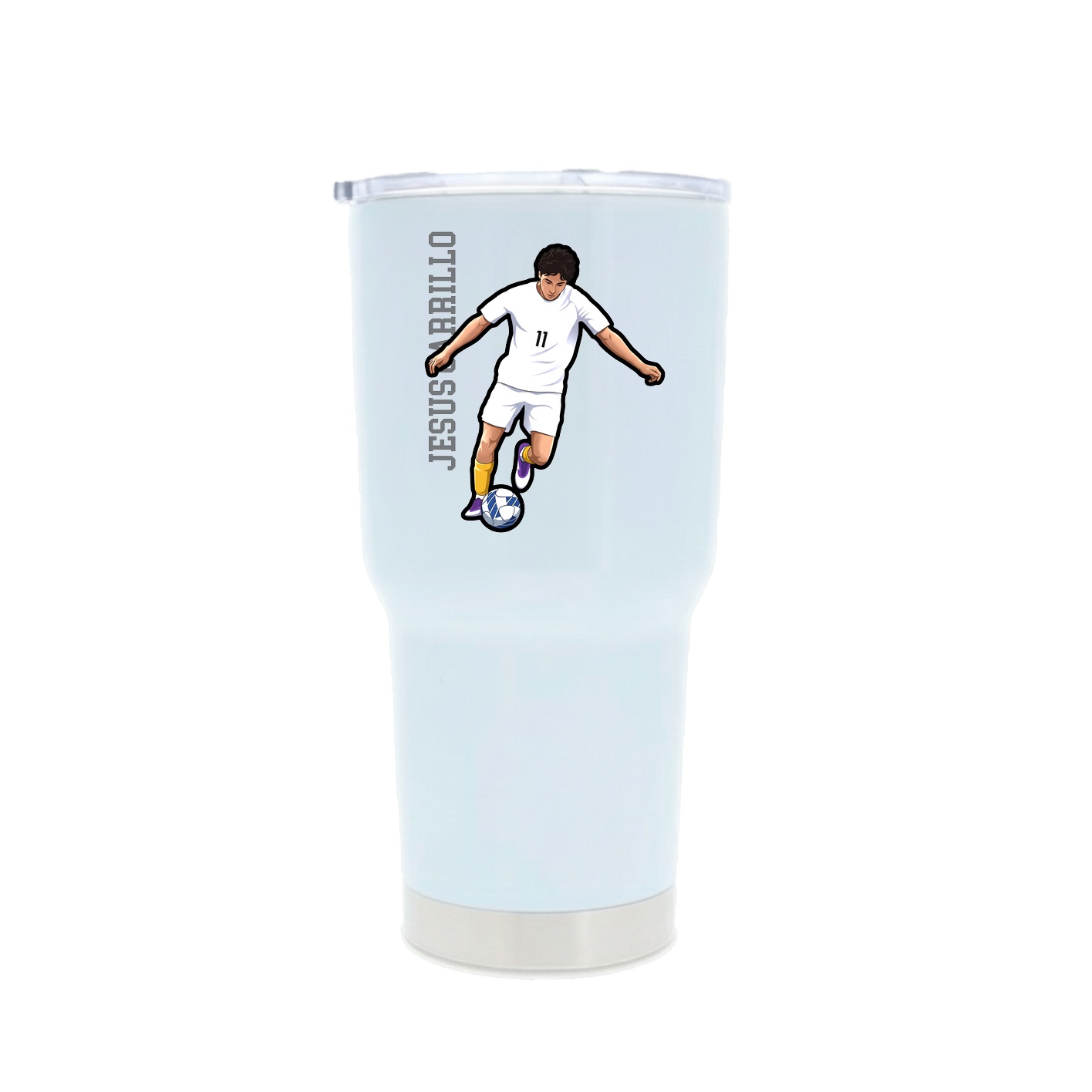 30oz Stainless Steel Tumbler — Name Vertical in White