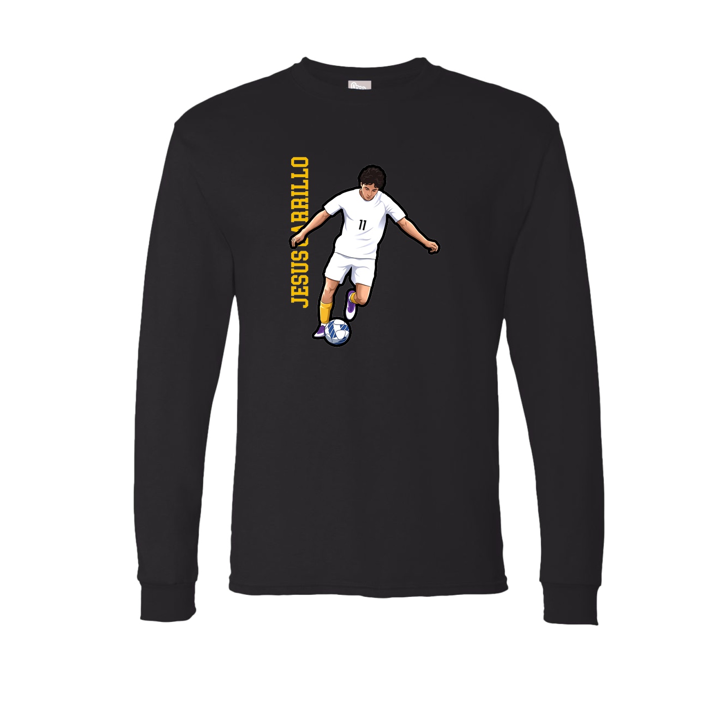 Long Sleeve Tee — Name Vertical in Black